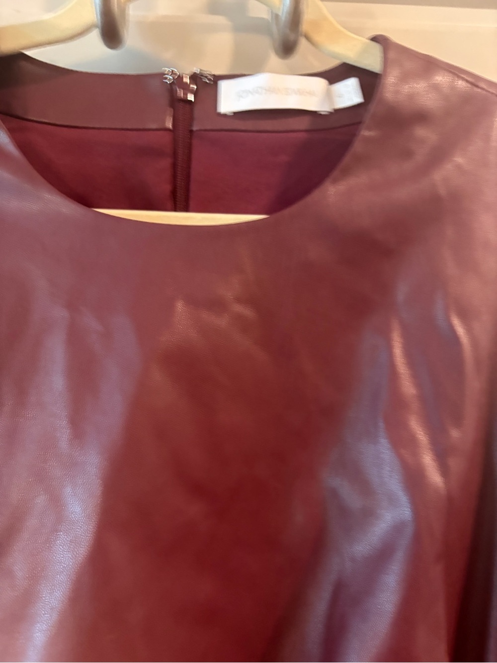 Jonathan Simkhai Toni Faux Leather Cutout Sleeveless Midi Dress in Mulberry Red - Picture 7 of 16